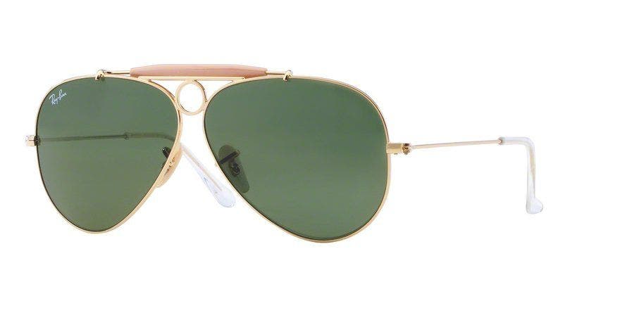 Ray-Ban Shooting Glasses: RAY-BAN RB3138 SHOOTER 62 EYESIZE in ARISTA - CRYSTAL GREEN