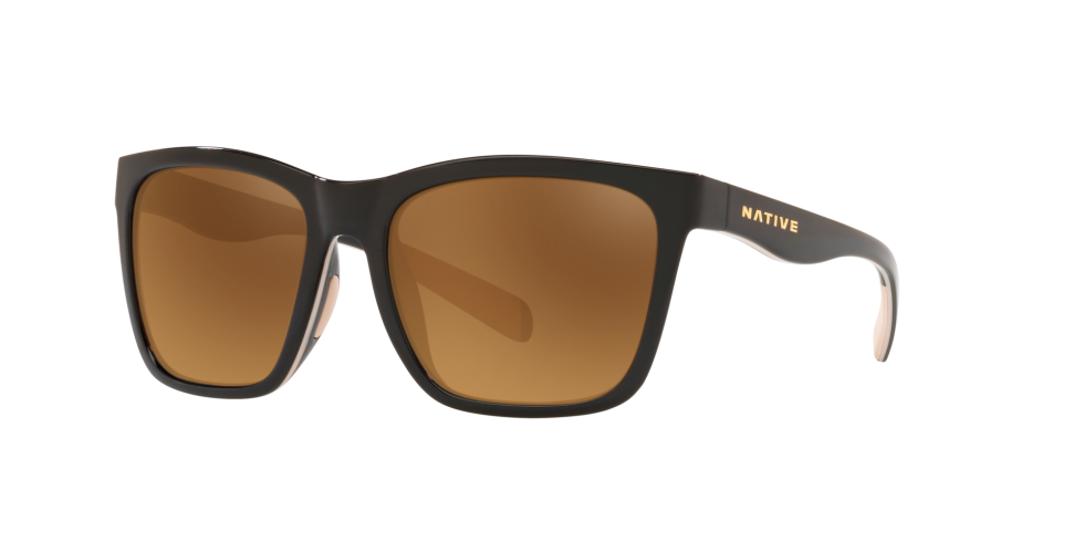 Native Eyewear Braiden Black / Pale Pink / Black sunglasses with bronze reflex polarized lenses (quarter view)