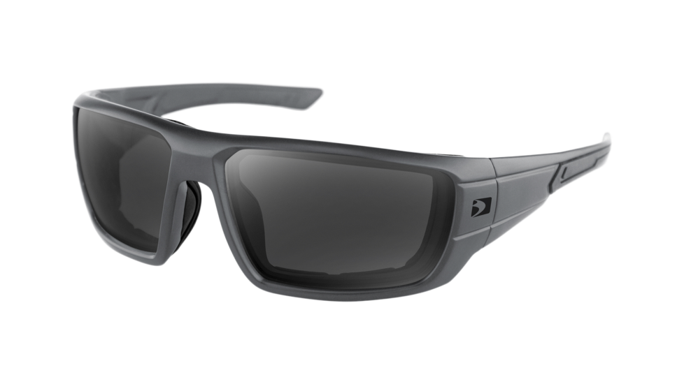 Bobster Mission Matte Gray - Smoked sunglasses with smoked lenses (quarter view)