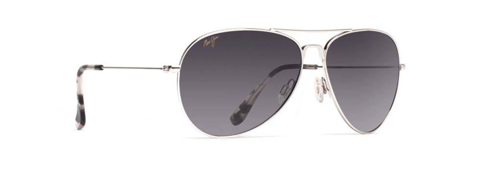 Best Maui Jim classic aviator sunglasses, the Maui Jim Mavericks in Silver frame with Neutral Grey lenses