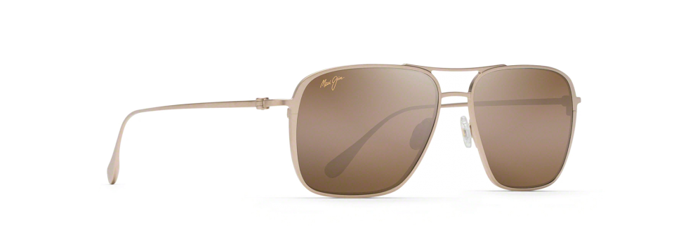 Maui Jim Beaches Satin Gold (Low Bridge Fit) sunglasses with hcl bronze lenses (quarter view)