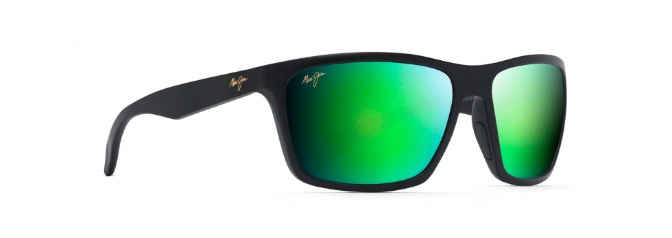 Maui Jim water sport sunglasses, the Maui Jim Makoa in Matte Black frame with Maui Green lenses