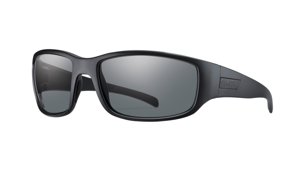 Smith Prospect Elite Black sunglasses with carbonic elite ballistic grey lenses (quarter view)