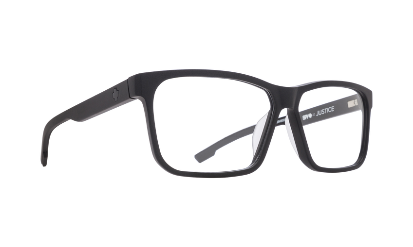 Spy Justice Matte Black / Matte Black 59 Eyesize eyeglasses (quarter view)