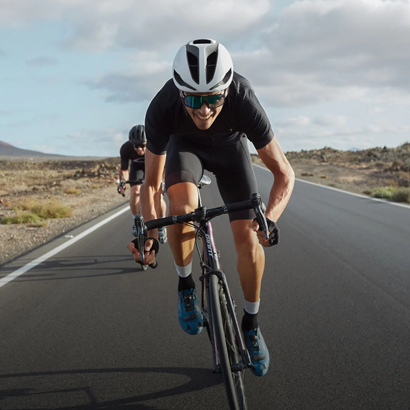 Cyclist wearing Oakley sunglasses