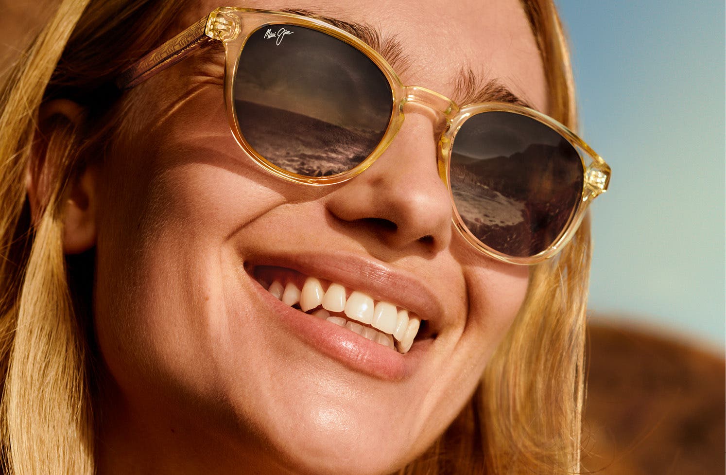 woman wearing Maui Jim Hiehie sunglasses on face