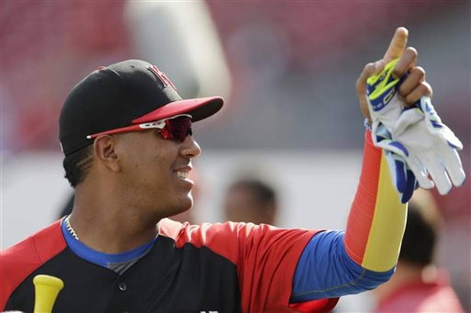 Salvador Perez, MLB All Star Game 2015, American League All Star Catcher, Royals All Stars Salvador Perez smiling at the 2015 MLB All Star Game in Cincinatti