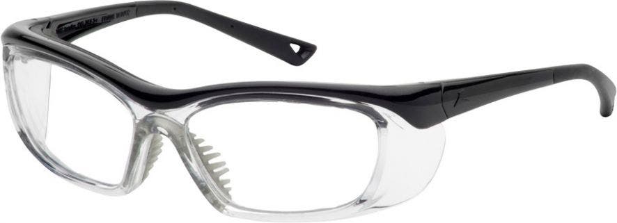 OnGuard by Hilco OG220S in lineup of the best prescription safety glasses. Clear and black frame with clear prescription lenses.