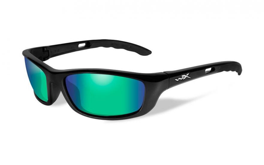 Wiley X P-17 in Gloss Black with Polarized Emerald Mirror Lenses