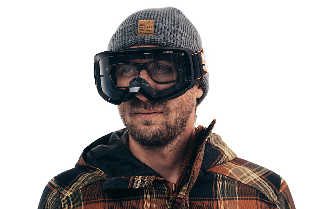 Man Wearing Goggles Over Glasses