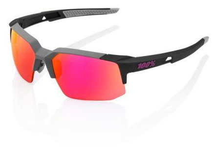 100% Speedcoupe in Soft Tact Graphite with Purple Multilayer Mirror Lens