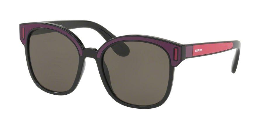 Prada Oversized Sunglasses PR 05US in Black/ Bordeaux / Fuxia with Brown Lenses