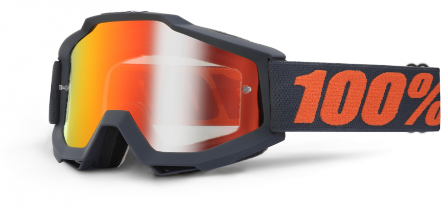 100% Accuri MX Goggle with Matte Gunmetal Frames & Red Mirror + Clear Lens
