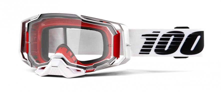 100% Armega MX Goggle with White Frames & Clear Lens