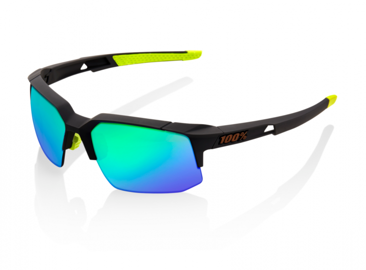 100% Speedcoupe with Soft Tact Cool Grey Frames & Green Multi-layer Mirror Lens