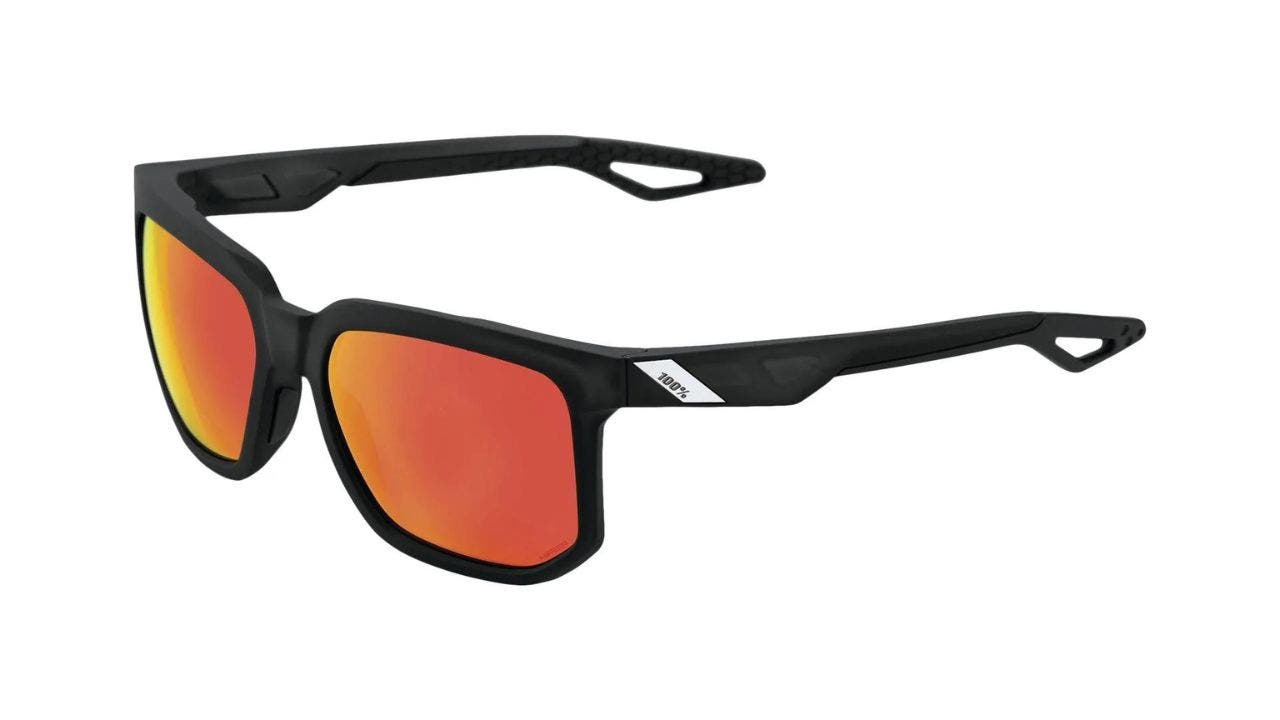 High Prescription Sunglasses, the 100% Centric in Soft Tact Crystal Black - Red with HiPER Red Multilayer Mirror lenses