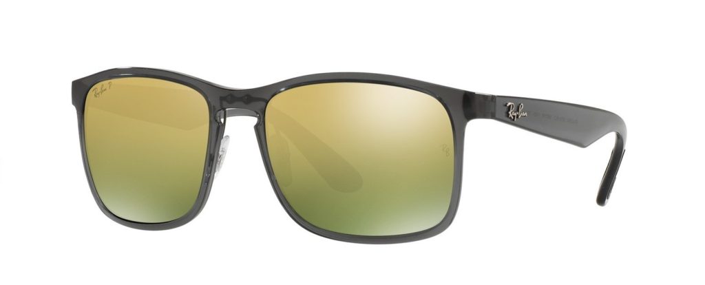Ray-Ban RB4264 in Shiny Grey with Green Mirror Gold Gradient Chromance Lenses