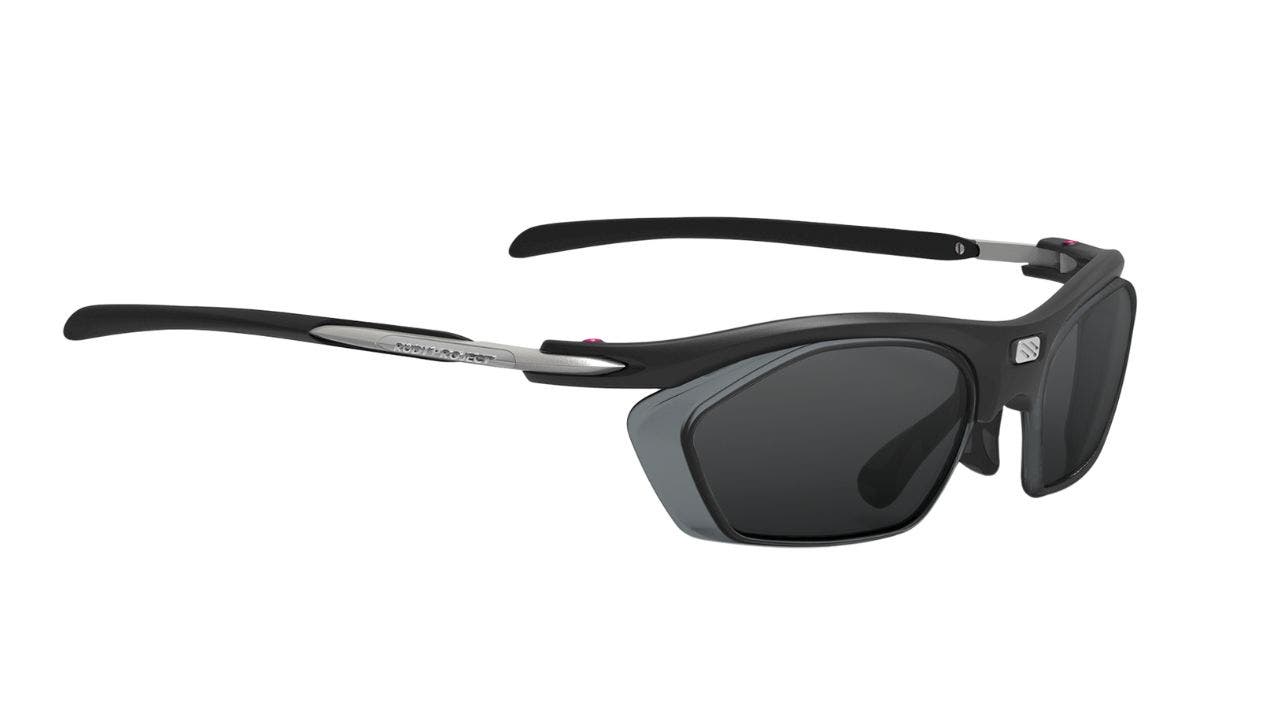 The high prescription sunglassesRudy Project Rydon + Rx Dock in Matte Black with Dark Grey lenses