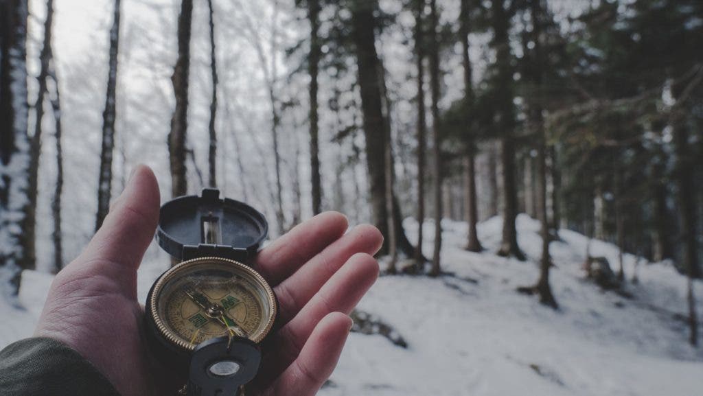 Compass in the snow