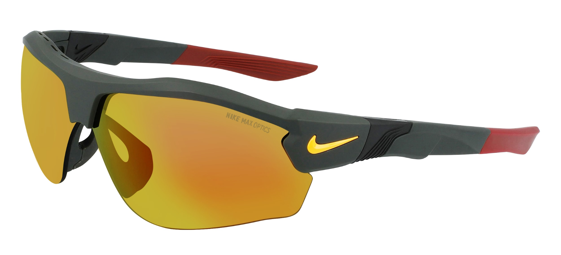 nike show x3 men's cycling sunglasses in matte grey and red with grey orange lenses