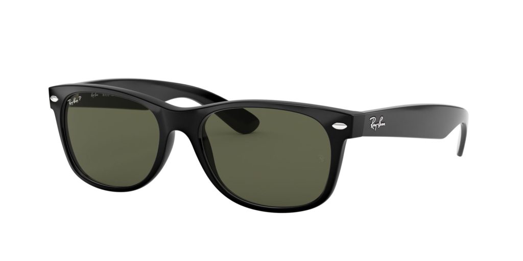 RB2132 New Wayfarer Black Sunglasses with Crystal Green Lenses