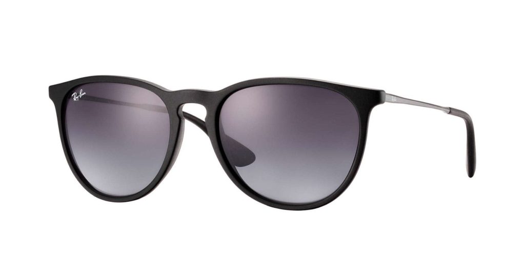 Ray-Ban RB4171 Erika Round Sunglasses Rubber Black Frame with Grey Gradient Oversized Lenses