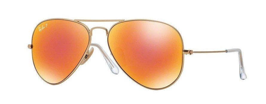 Ray-Ban RB3025 Aviator in Matte Gold with Orange Mirror Lenses