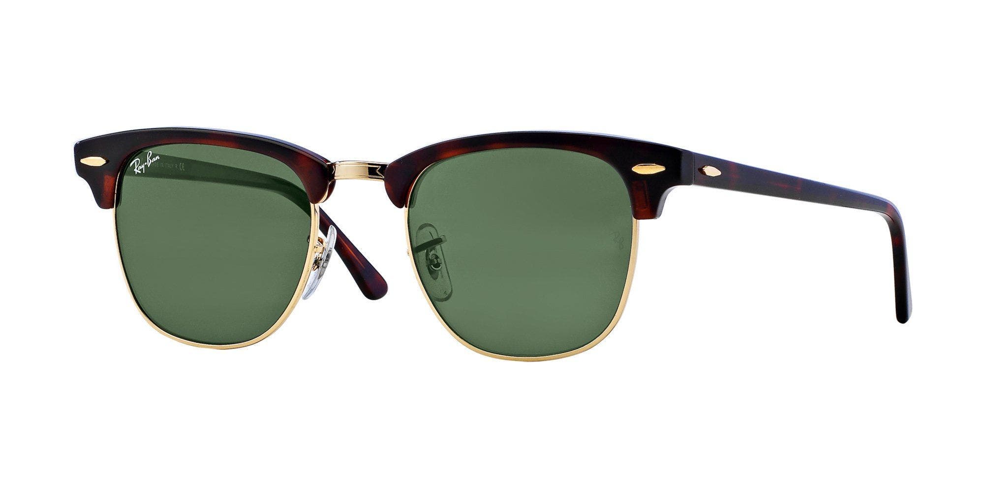 Ray-Ban RB3016 Clubmaster Sunglasses in Mock Tortoise with G-15 Green Lenses