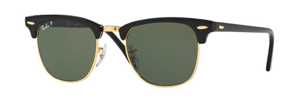 #5 in Large Ray-Bans - Ray-Ban RB3016F Clubmaster Asian Fit Sunglasses in Black with Green G-15 Lenses