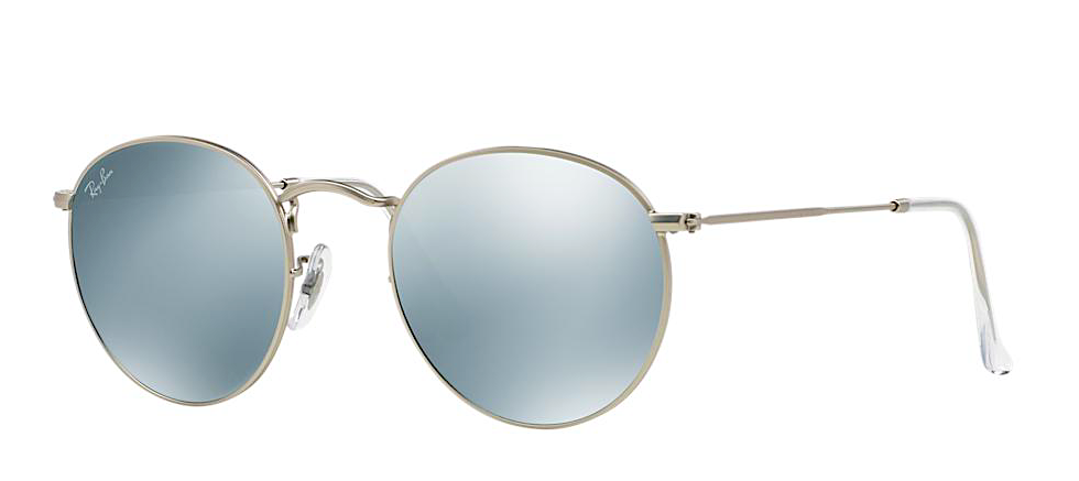 Ray-Ban RB3447 Round Metal in Matte Silver with Silver Mirror Lenses