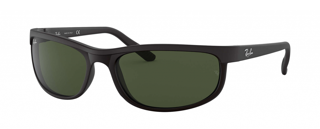 #6 Ray-Ban RB2027 Predator 2 Sunglasses in Matte Black with wrap design and green g-15 lenses