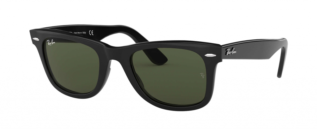 #1 in Best Ray-Bans for Big Heads- Ray-Ban RB2140 Original Wayfarer Sunglasses in Black with Geren G-15 Lenses