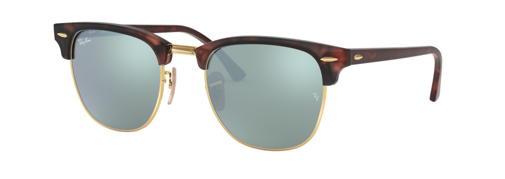 Ray-Ban Classic Clubmaster in Sand Havana with Light Green Mirror Silver Lenses