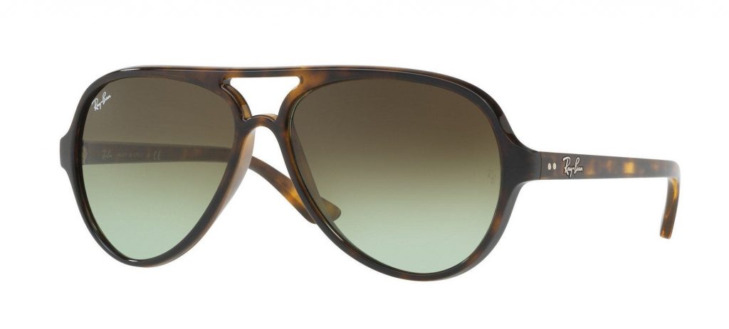 #7 in the Ray-Ban Aviator Collection the RB4125 Cats Aviator Sunglasses in Havana Brown with Green Brown Gradient Lenses