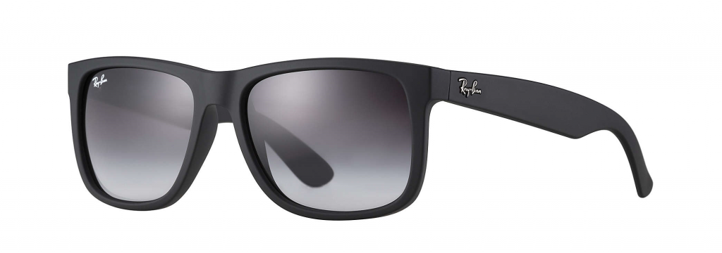 #4 in Best Ray-Bans for Big Heads- Ray-Ban RB4165F Justin Sunglasses in Rubber Black with Grey Gradient Lenses