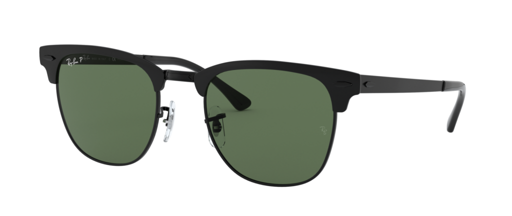 Ray-Ban RB3716 Clubmaster Metal in Matte Black with G-15 Green Polarized Lenses