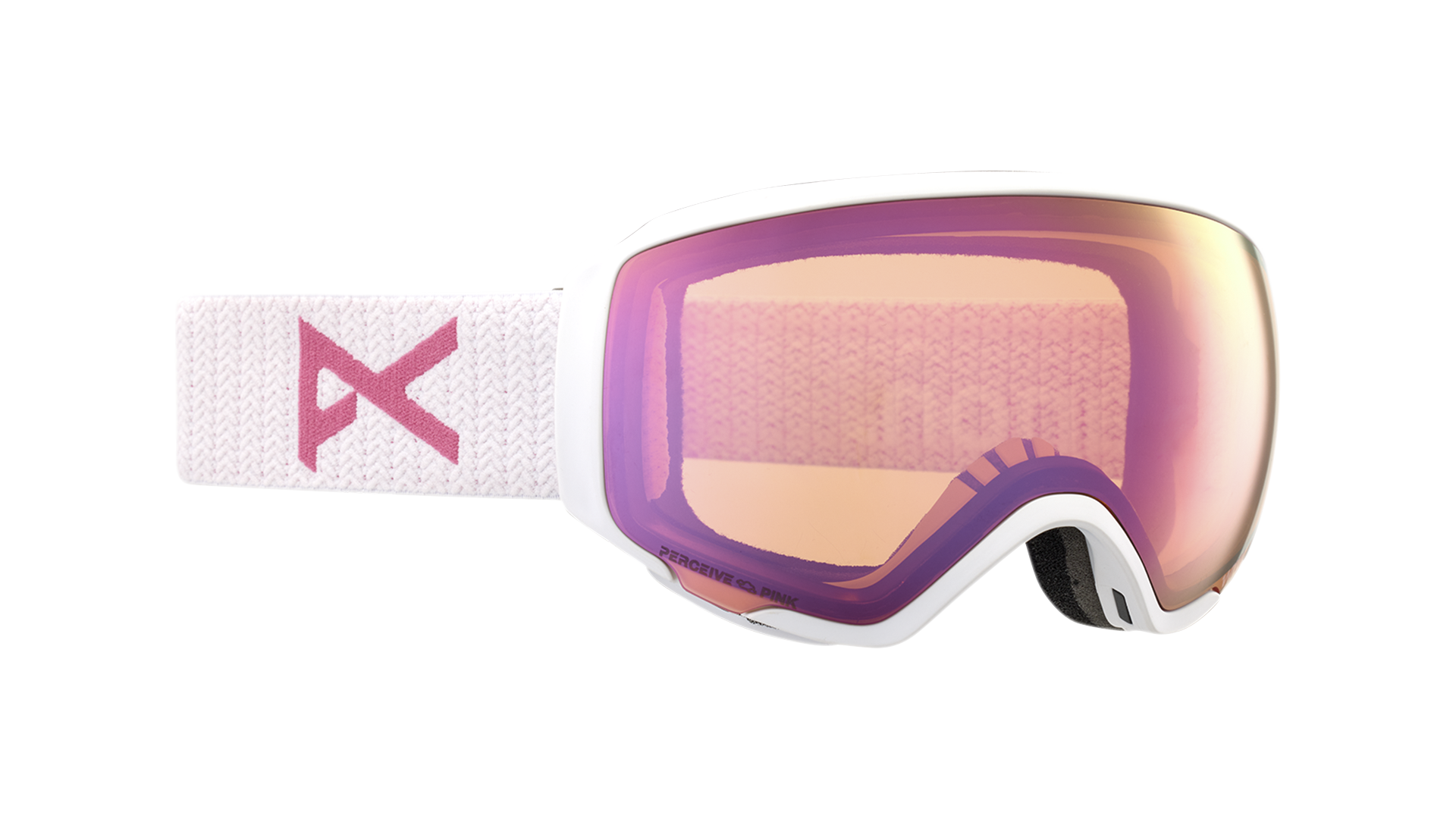 anon wm1 mfi snow goggle in white with perceive cloudy pink lens