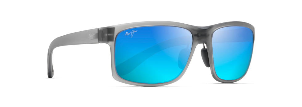 Maui Jim Pokowai Arch in Translucent Matte Grey frame with Blue Hawaii Lenses