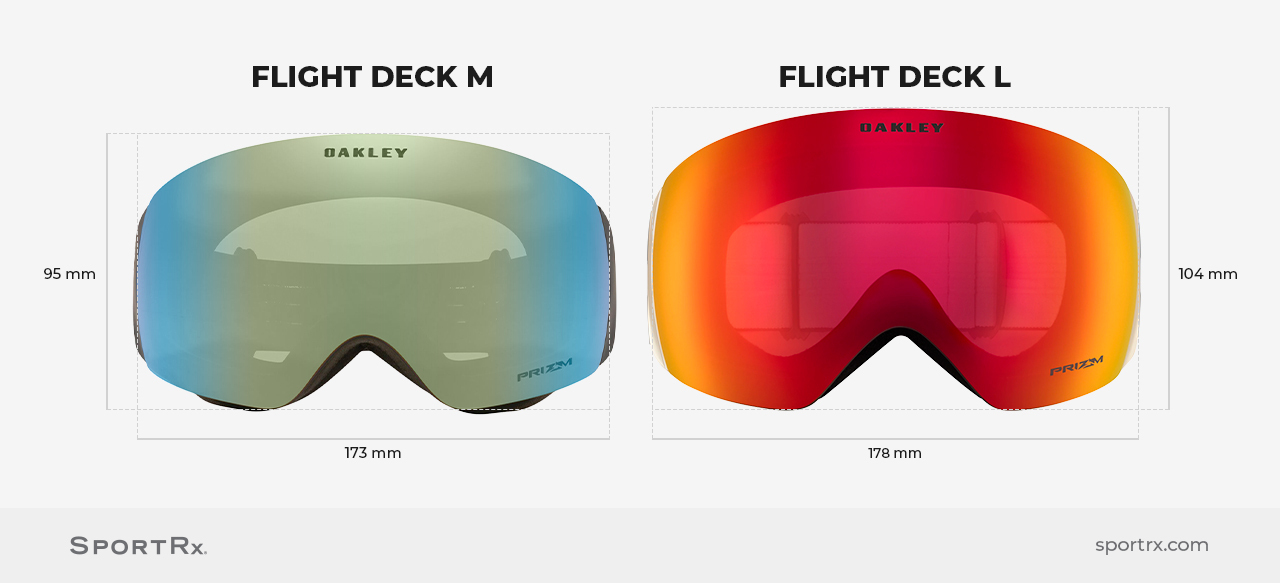 Oakley Flight Deck M vs L front view measurments