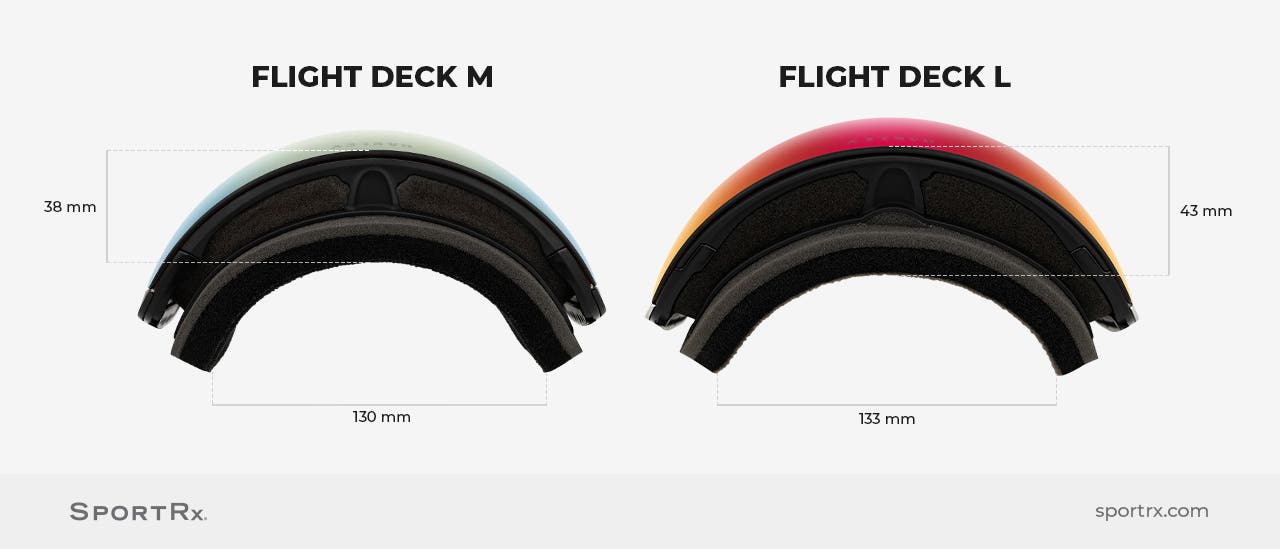 Oakley Flight Deck M vs L top view measurements