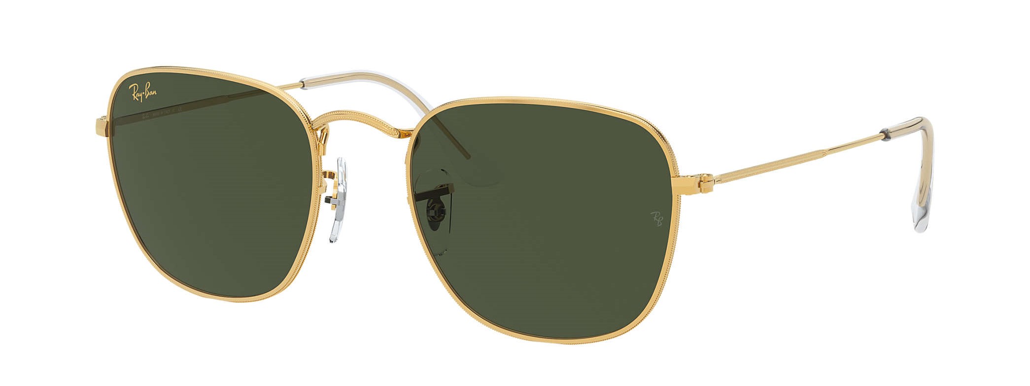 Ray-Ban RB3857 Frank sunglasses in gold with square crystal lenses in g-15 green