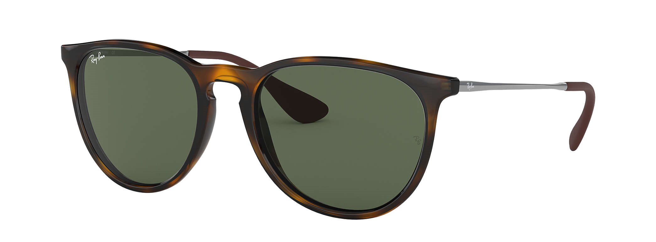ray-ban round sunglasses rb4171 erika in light havana with green g-15 lenses