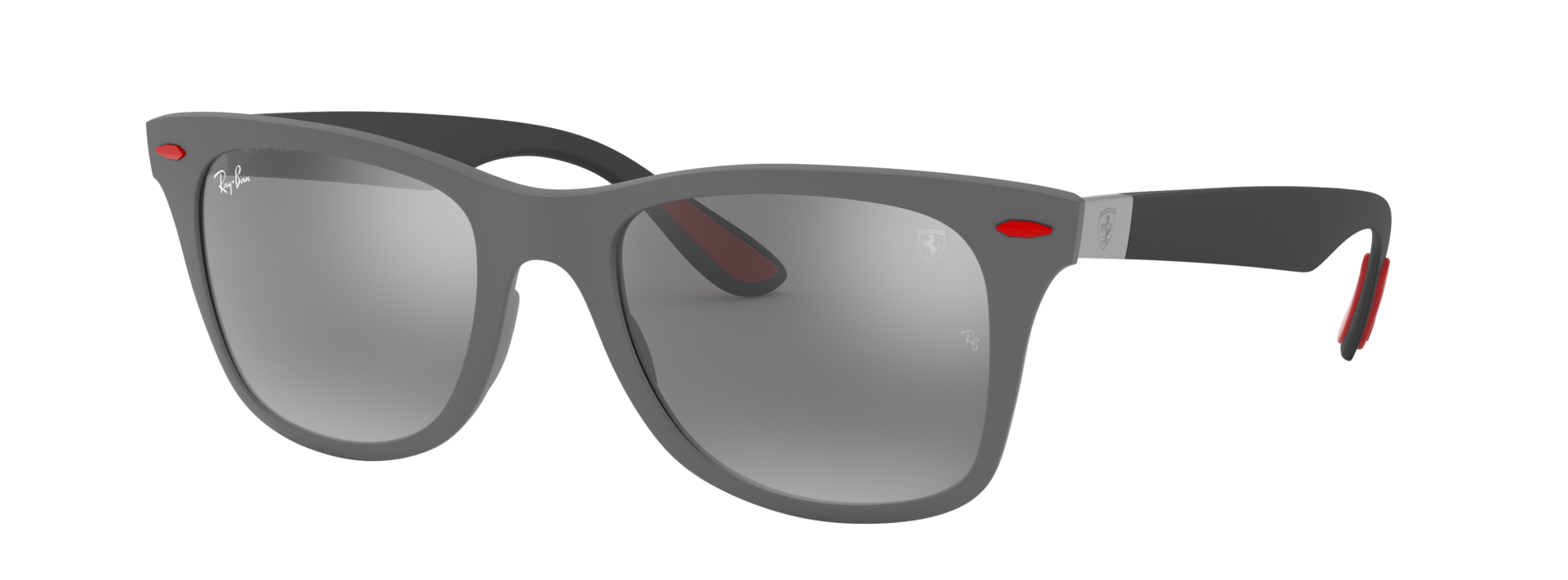 ray ban ferrari wayfarer liteforce sunglasses in matte grey with silver mirror lenses