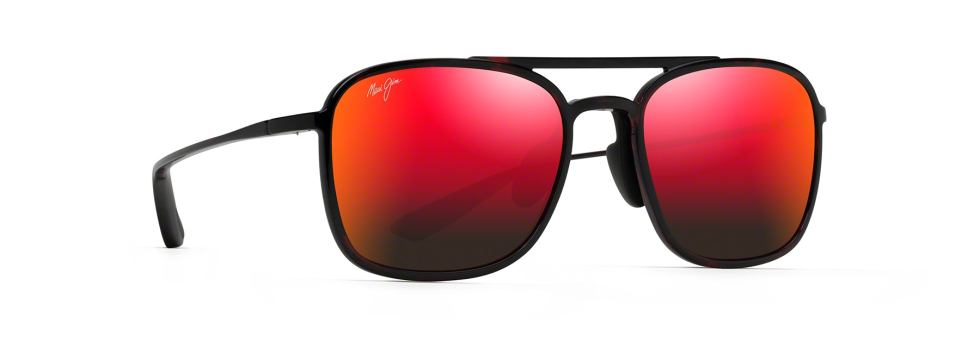 Maui Jim Keokea in black and red tortoise with Hawaii Lava lenses