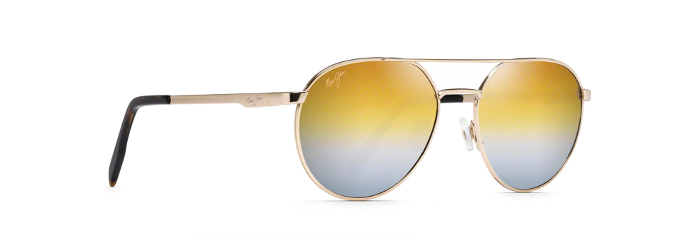Maui Jim Waterfront in Gold Metal with Dual Mirror Gold to Silver Lens