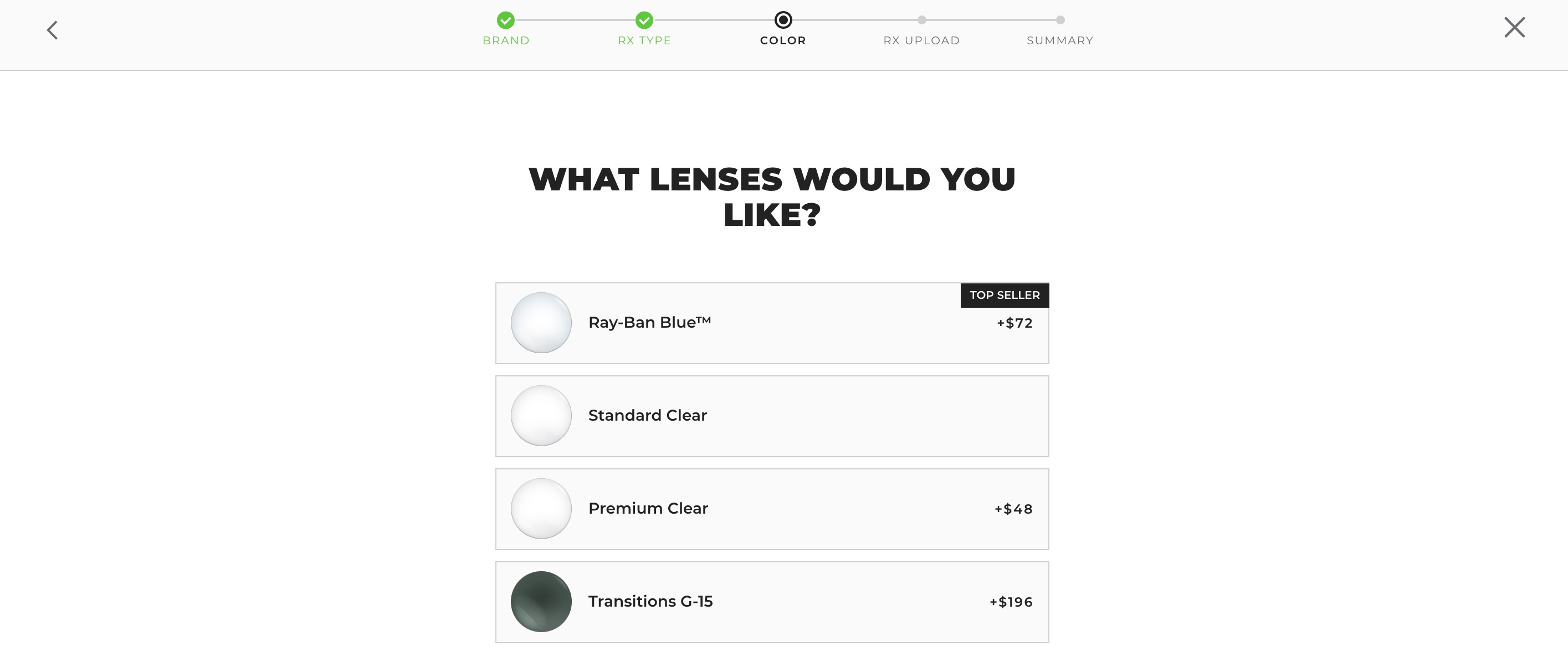 ray ban lens colors