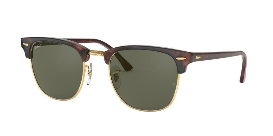 women's Ray-Ban sunglasses: Ray-Ban RB3016 Clubmaster in Red Havana with Crystal Green Polarized lenses