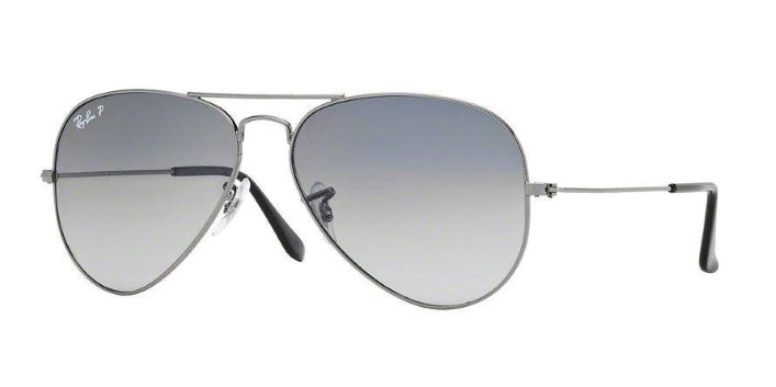 Women's Ray-Ban Sunglasses: Ray-Ban RB3025 Aviator in Gunmetal with Crystal Polarized Blue Gradient Grey lenses