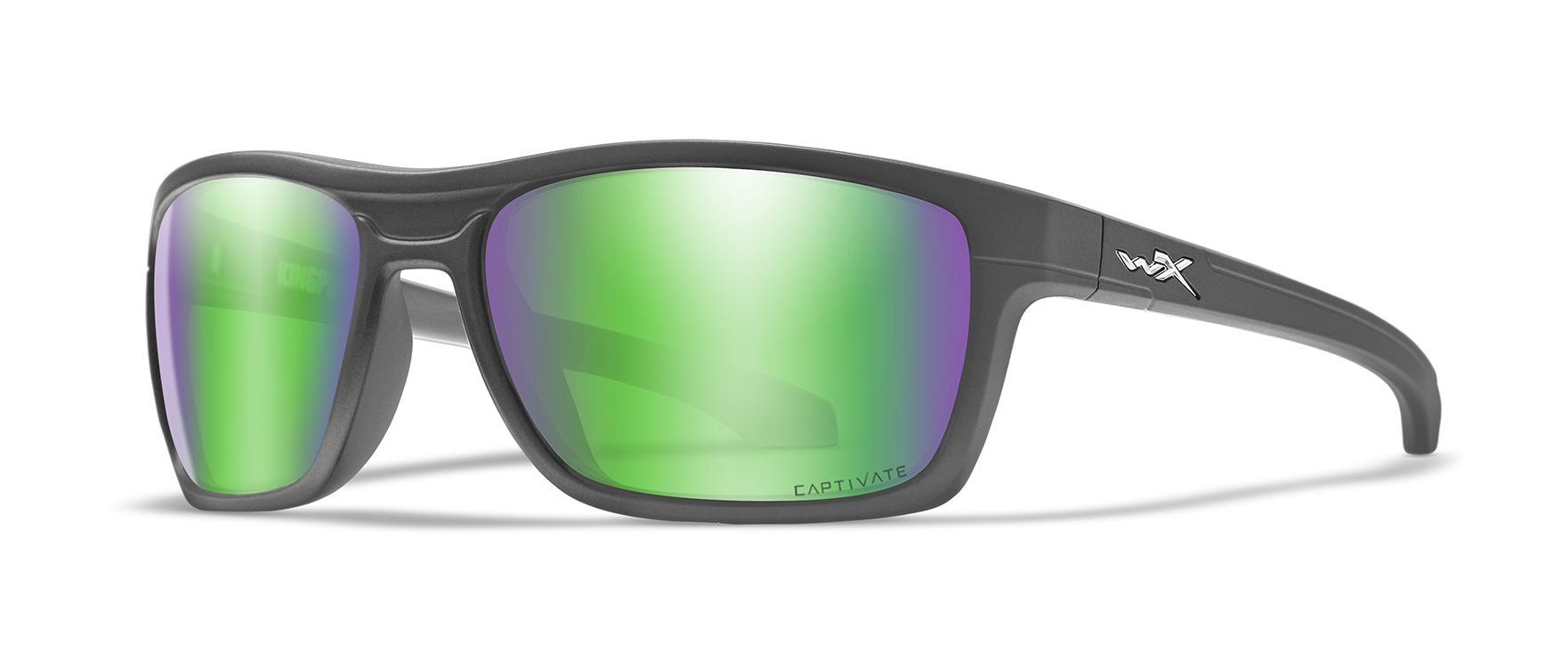 wiley x captivate polarized green mirror lenses in the wiley x kingpin graphite sunglasses