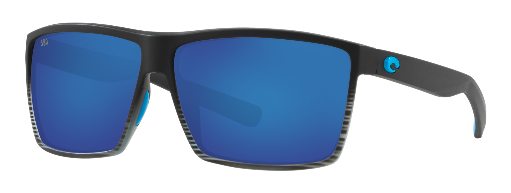 costa rincon polarized sunglasses in black and blue with blue lenses